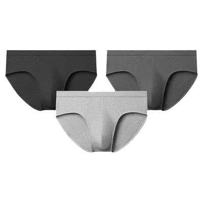 猫人男士内裤2025新款男士三角裤麻灰商务车缝织带三角透气短裤头