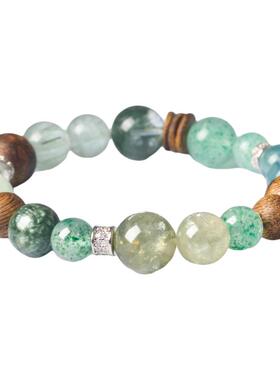 天然绿幽灵手串女款五形水晶手串