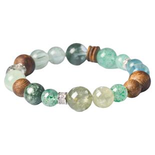 天然绿幽灵手串女款五形水晶手串补木转运招米暴富天然水晶手链