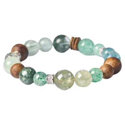 天然绿幽灵手串女款五形水晶手串