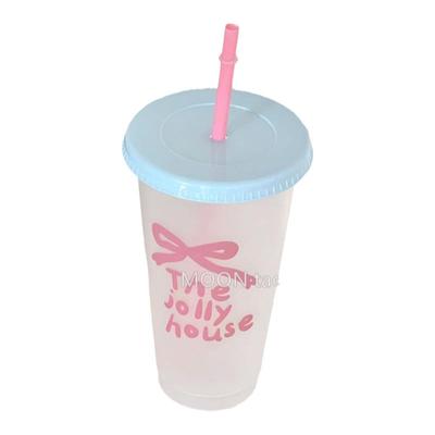 女塑料吸管杯随身便携咖啡杯