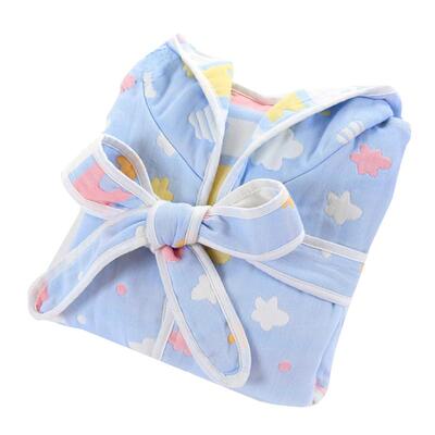 六层纱布女孩男孩带帽浴袍