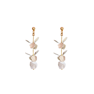 「鸢尾」系列 法式复古文艺森系原创高级感小众花朵珍珠耳环/耳夹