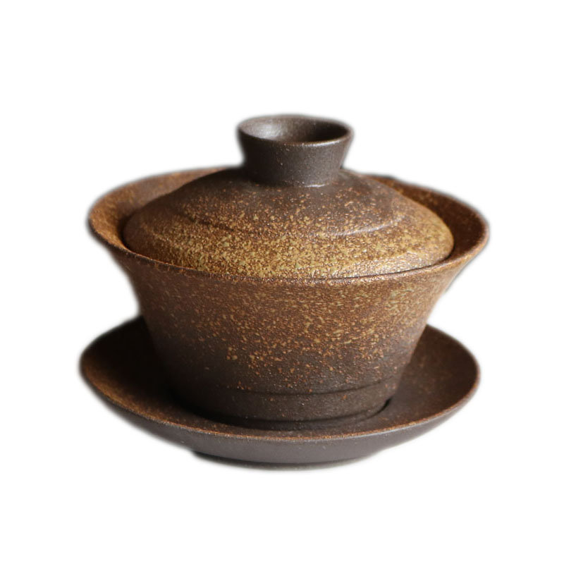 粗陶盖碗复古功夫茶具泡茶碗 怀旧三才碗泡茶器大号