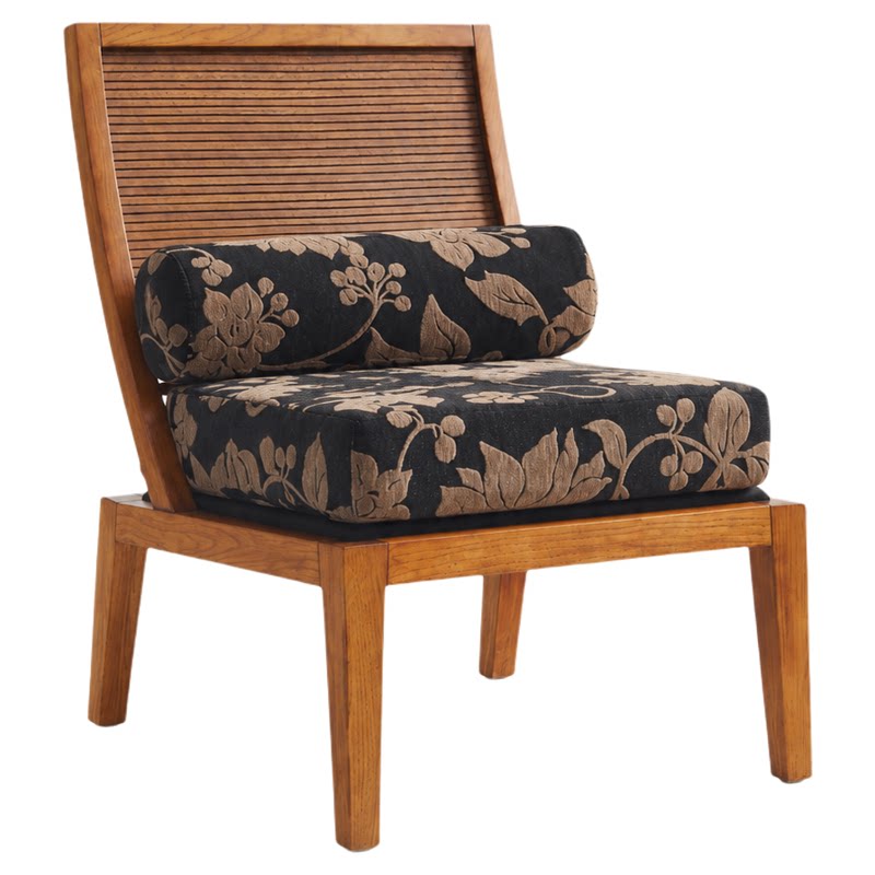 槟榔色东南亚风实木单人沙发椅别墅客厅卧室休闲椅新中式靠背椅
