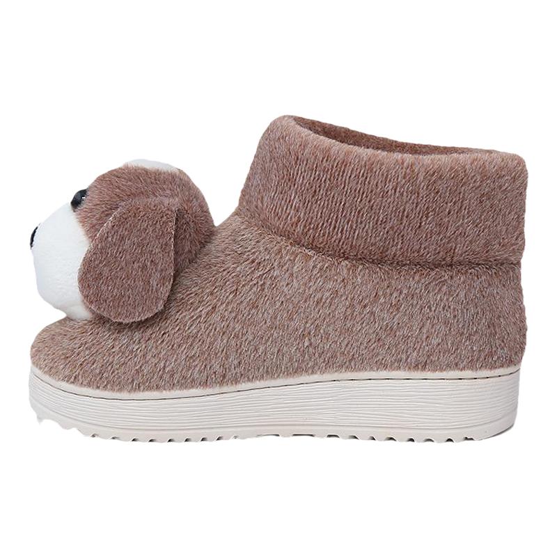 冬天保暖毛毛拖鞋包跟可爱卡通狗狗棉拖鞋女加厚棉鞋家居家月子鞋