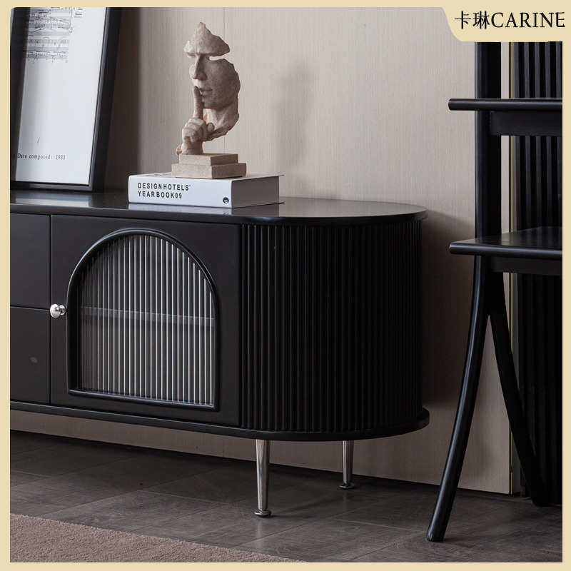 艺术黑色实木法式复古电视柜茶几组合现代简约轻奢白烤漆极简斗柜,住宅家具,电视柜,淘宝优惠券,粉丝福利购,淘宝优惠卷