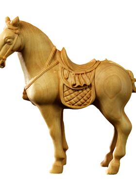 黄杨木雕生肖马摆件手把件动物木质圆雕工艺品财骏马家居饰品