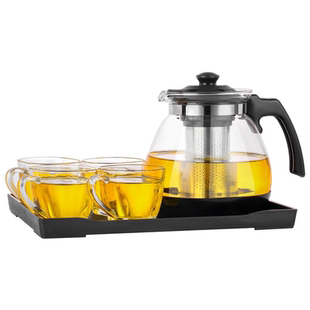 紫丁香玻璃茶壶茶水分离家用饭店茶楼大容量耐热凉水壶过滤花茶壶