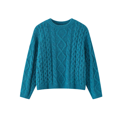 CCKOK厚实立体麻花圆领毛衣