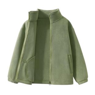 拉夏贝尔儿童外套初冬童装男童加绒衣服秋冬款奥粒绒上衣保暖开衫