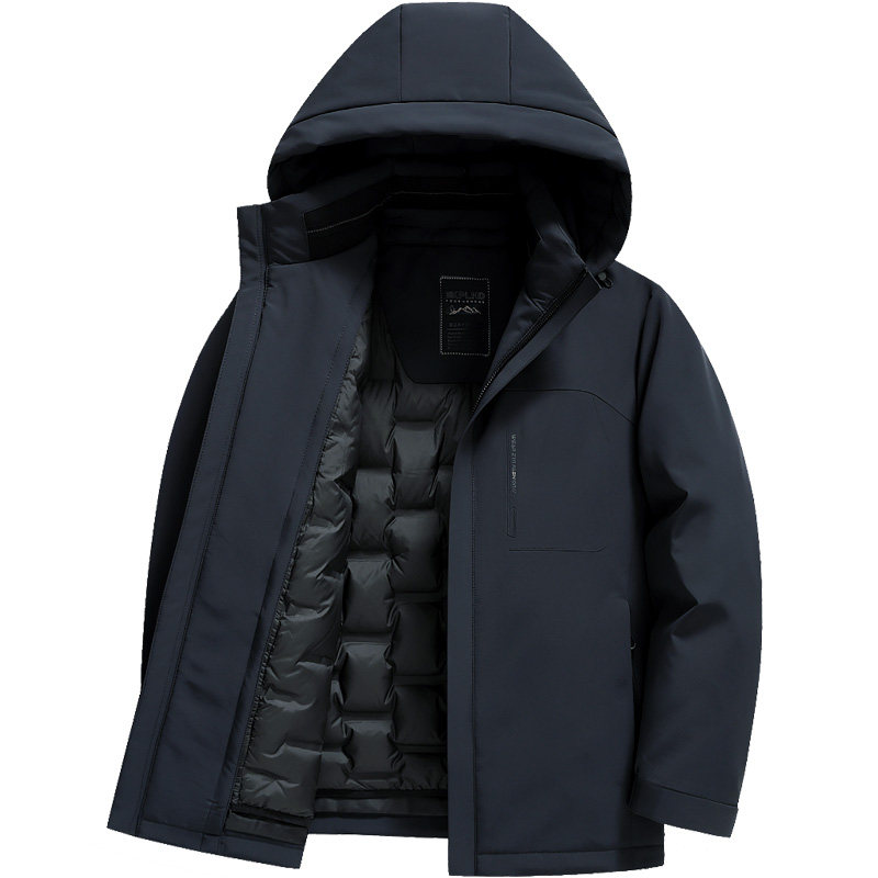 雪中飞高档牛奶丝男士羽绒服加厚款内胆可脱卸中年爸爸装冬季外套