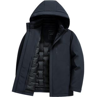 雪中飞高档牛奶丝男士羽绒服加厚款内胆可脱卸中年爸爸装冬季外套