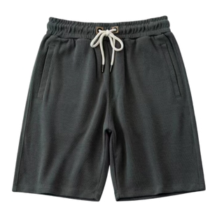 YUXIAN夏季重磅针织复古五分短裤美式休闲直筒纯色运动卫裤 1366