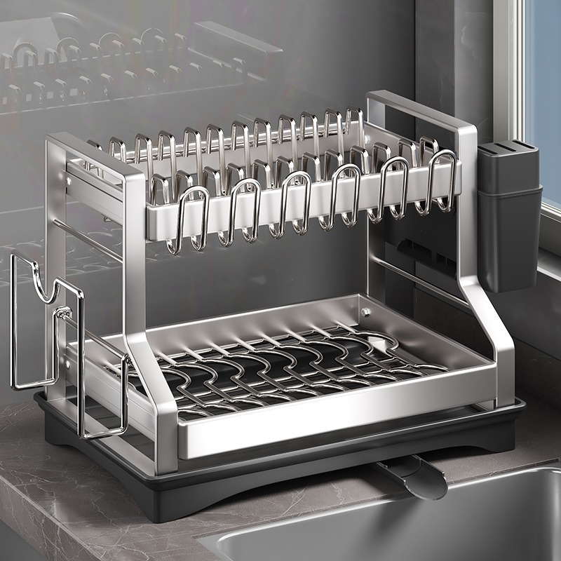 304不锈钢厨房置物架碗碟碗盘沥水架多功能放碗架碗筷收纳盒碗架