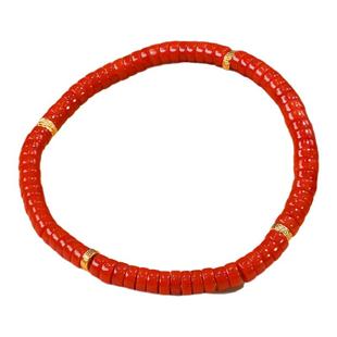 七宝缘直切珊瑚回纹珠手链天然真品女款本命年红珊瑚手串女友礼物