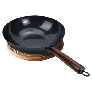 正宗章师傅家用圆形铁锅无涂层炒菜锅不粘炒锅凹形电磁炉不粘锅