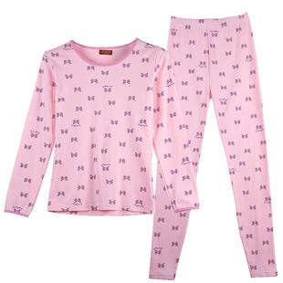 贴心秋衣秋裤女式纯棉薄款日系卡通印花少女打底圆领保暖内衣套装