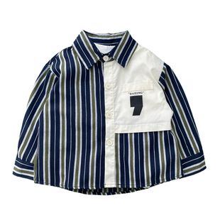 男童衬衫外套春装2026新款春秋儿童长袖开衫痞帅时尚中童小童男孩