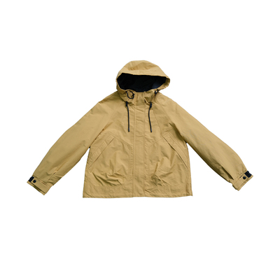 远家姜黄户外工装连帽抽绳短外套