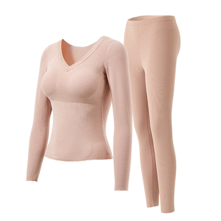 六只兔子羊毛蚕丝保暖内衣女套装秋衣秋裤防寒修身10A抑菌肌底衣