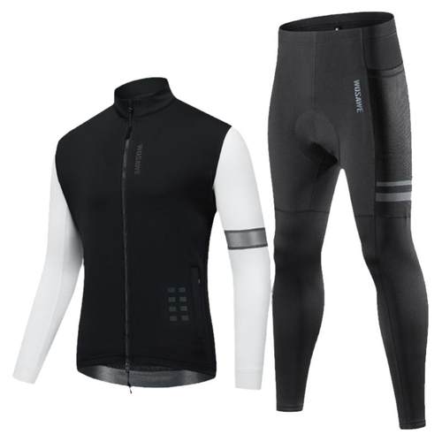 沃萨维公路车秋冬抓绒保暖山地自行车骑行服长袖加绒外套男5-15度