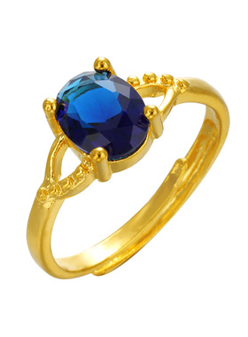 奢华宝石仿真黄金戒指活口可调节