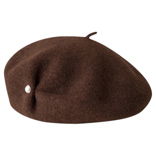 宽松头围毛呢贝雷帽100%绵羊毛奶白色蓓蕾帽富家千金珍珠画家帽子