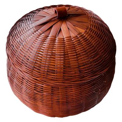 粉宅竹编南瓜篮带盖子