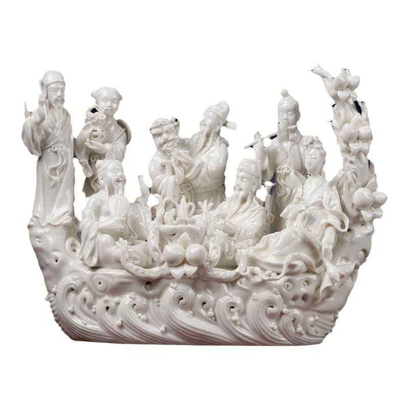 戴玉堂陶瓷摆件《八仙过海》德化白瓷八仙神像供奉工艺家居饰品