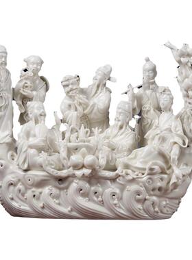 戴玉堂陶瓷摆件《八仙过海》德化白瓷八仙神像供奉工艺家居饰品