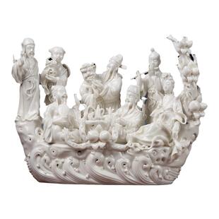 戴玉堂陶瓷摆件《八仙过海》德化白瓷八仙神像供奉工艺家居饰品