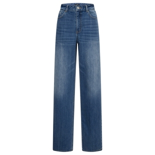 【含棉】Scofield女装都市高腰修身牛仔裤皮标设计2025秋冬新品