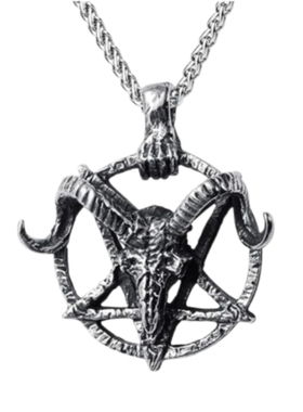 男撒旦巴弗灭山羊头倒五芒星项链