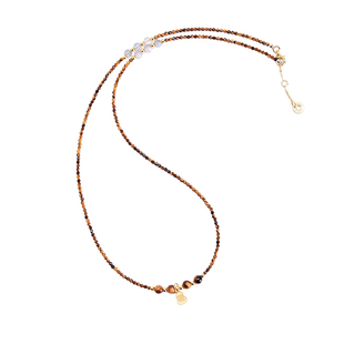 原创小众设计三圈天然石极细虎眼石手链灰月光女项链ins国风包邮