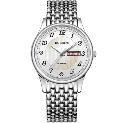 经典罗西尼超薄双日历男表