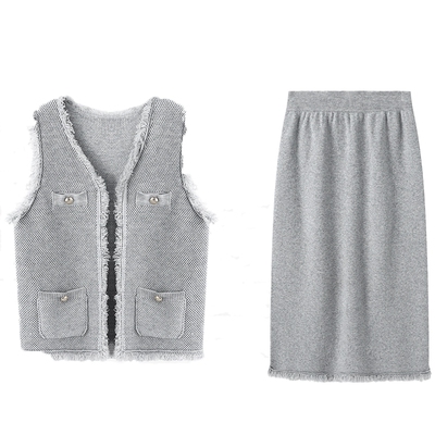 百家好街头风马甲半身裙二件套