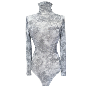 TWANG雾面高弹性感薄而不透秋冬内搭高领修身连体长袖打底蕾丝衫