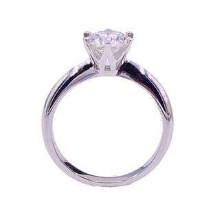 时尚六爪莫桑石钻戒托S925银镀18K金戒指空托死扣50分1-2-3克拉