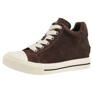 iiJin艾今25新款8cm厚底内增高复古绒面歪头低帮休闲鞋女065QNJ