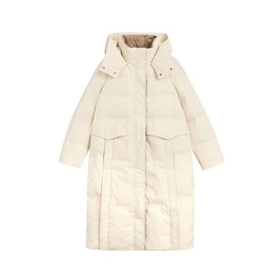 紫涵过膝立领连帽鸭绒羽绒服女冬季新款通勤保暖加厚长款羽绒外套