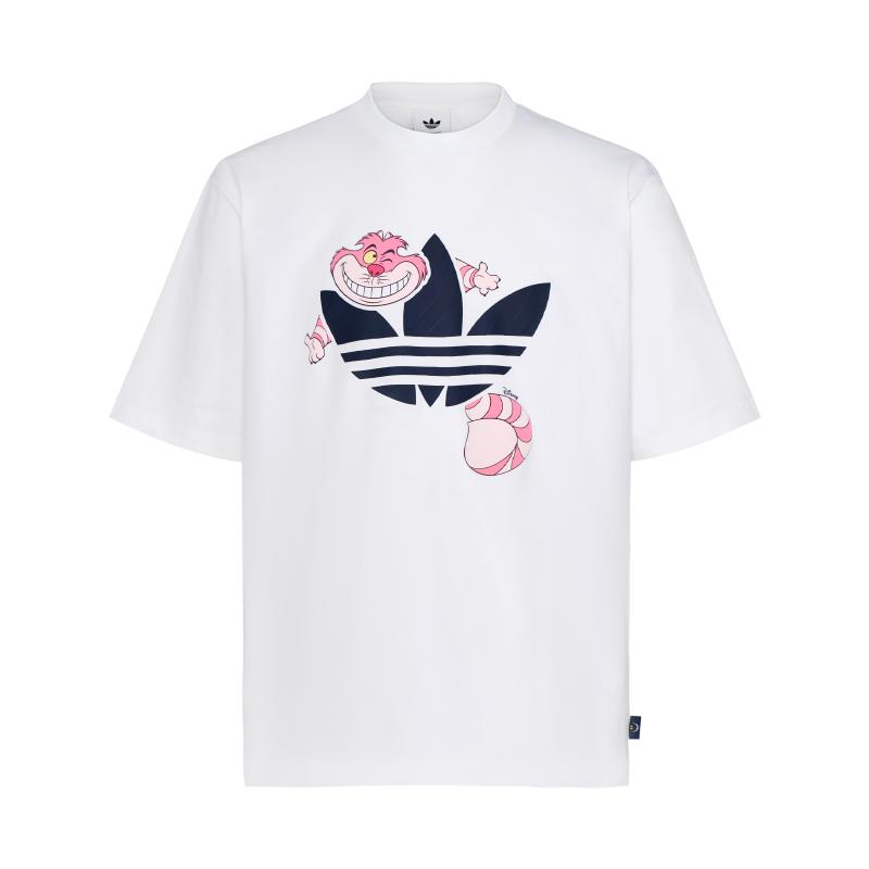 DISNEY迪士尼联名纯棉运动短袖T恤男女夏季adidas阿迪达斯三叶草