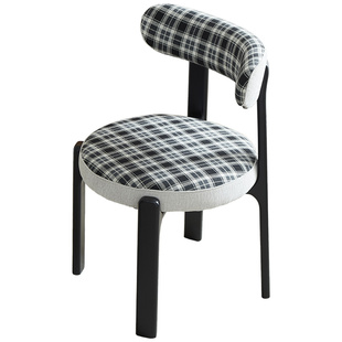 中古风实木餐椅家用餐厅复古白蜡木岛台舒适软包靠背椅子餐桌凳子