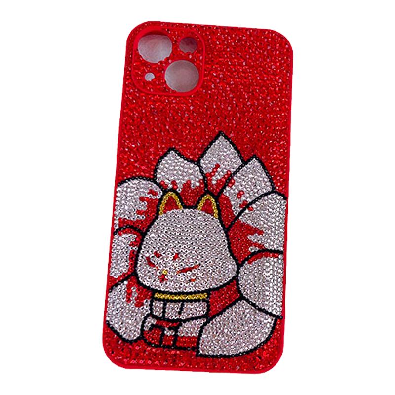 适用iPhone15Promax镶钻手机壳苹果13Promax皮壳防摔15全包卡通12Pro可爱个性11奢华水钻14带钻15Pro九尾狐款