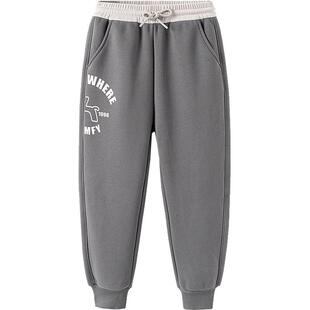 森马儿童加绒裤子加厚保暖印花休闲裤秋冬厚款童装男女童宝宝长裤