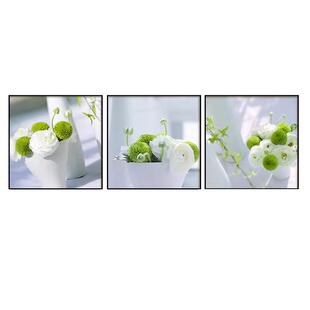 餐厅装饰画小清新新款客厅沙发背景墙挂画现代简约正方形三联壁画