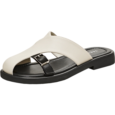 天美意新款包头拖鞋休闲百搭罗马沙滩女穆勒鞋KT077BH5