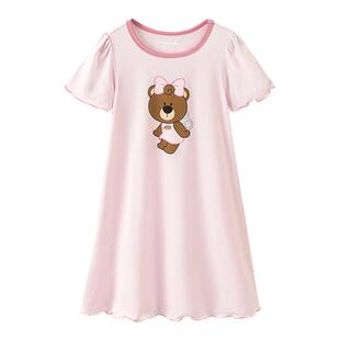 【泰迪熊IP联名】迷你巴拉巴拉女童凉感抑菌睡裙夏季宝宝家居裙子