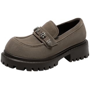 罗予彤/柏欣妤同款MIO米奥复古高跟乐福鞋女2025厚底增高5cm单鞋