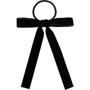 黑色绒蝴蝶结飘带发绳ins网红扎双马尾绑头发圈发夹Ballet风发饰